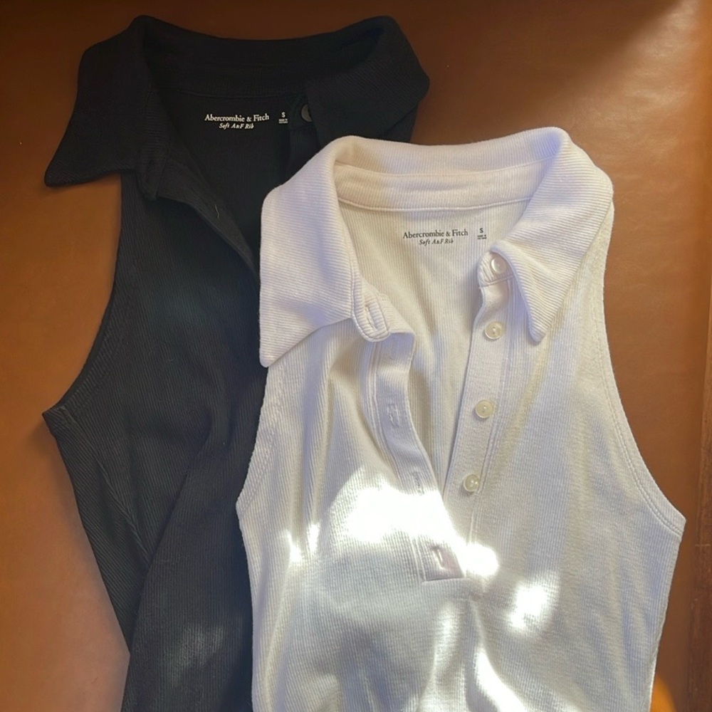 Bundle of two Abercrombie & Fitch ribbed polo bodysuits